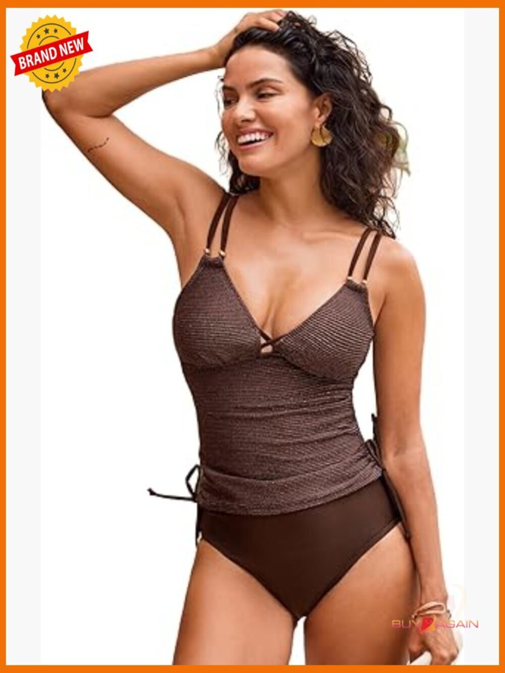 Women's Tankini Set Deep V Neck Adjustable Straps Swimwear Nylon Spandex